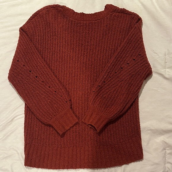 American Eagle Cozy Knit Button-Up Sweater Cardigan in Rust - Picture 4 of 4